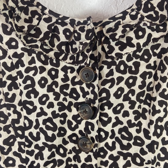 SEA New York Leopard button front ruffle Sleeve midi Dress - Picture 3 of 7